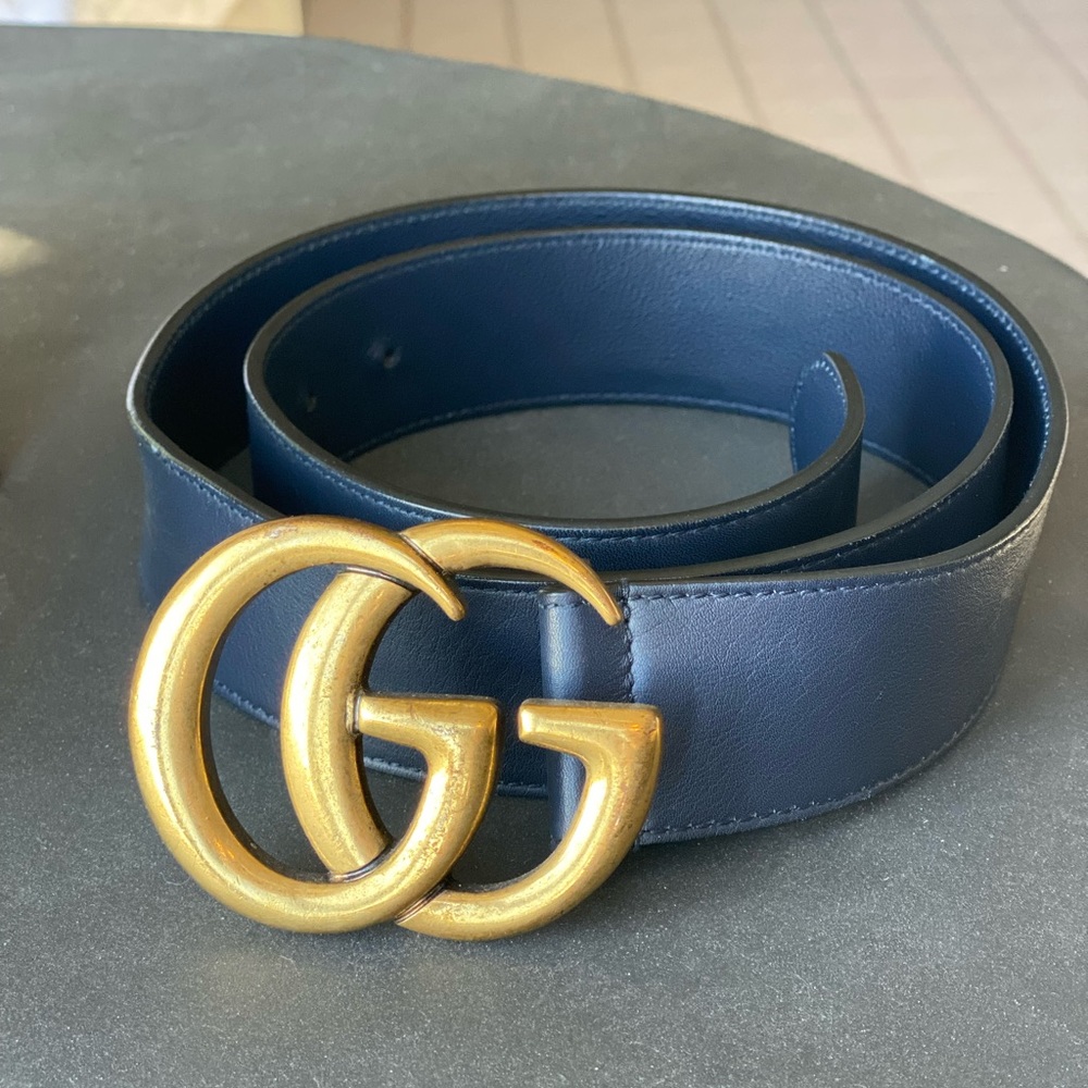 Navy Gucci Belt size 90